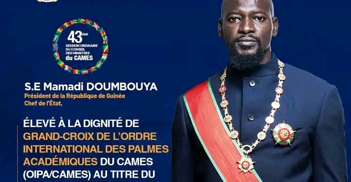 Guinée-Gabon / Le président Mamadi Doumbouya élevé à la plus haute dignité académique du CAMES : Une consécration continentale